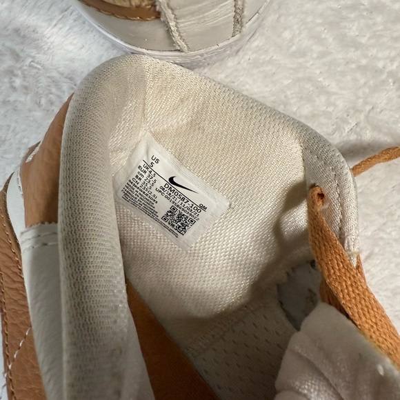 Nike White and Tan High-Top Sneakers with Unique Lacing - Picture 9 of 10